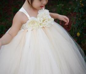 Flower girl dress Ivory Vintage with Pearls TuTu Dress, baby tutu dress, toddler tutu dress, wedding, birthday, Newborn, 2t,3t,4t,5t