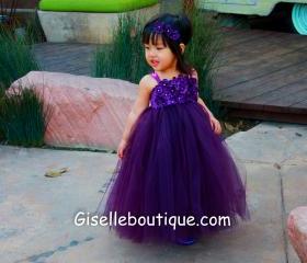 Flower girl dress Eggplant ,Plum tutu dress, baby tutu dress, toddler tutu dress, wedding, birthday, Newborn, 2t,3t,4t,5t