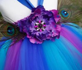 Flower girl dress. Peacock Inspired Tutu Dress Series II , baby tutu dress, toddler tutu dress, wedding, birthday, Newborn, 2t,3t,4t,5t